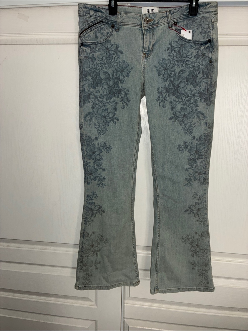 BDG Light Blue Floral-Print Flare Jeans - Women